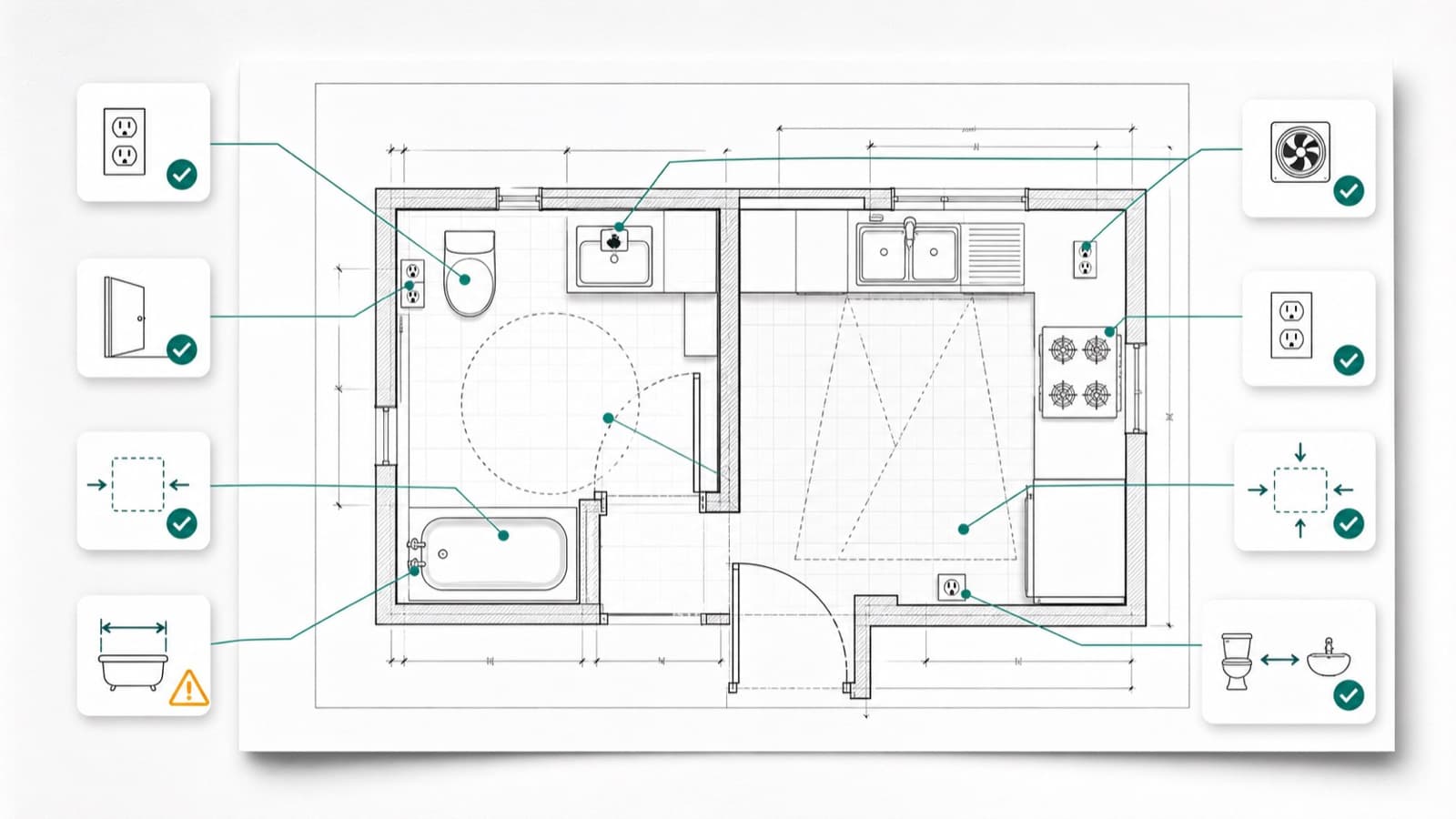 Rule checks and flags over a construction plan