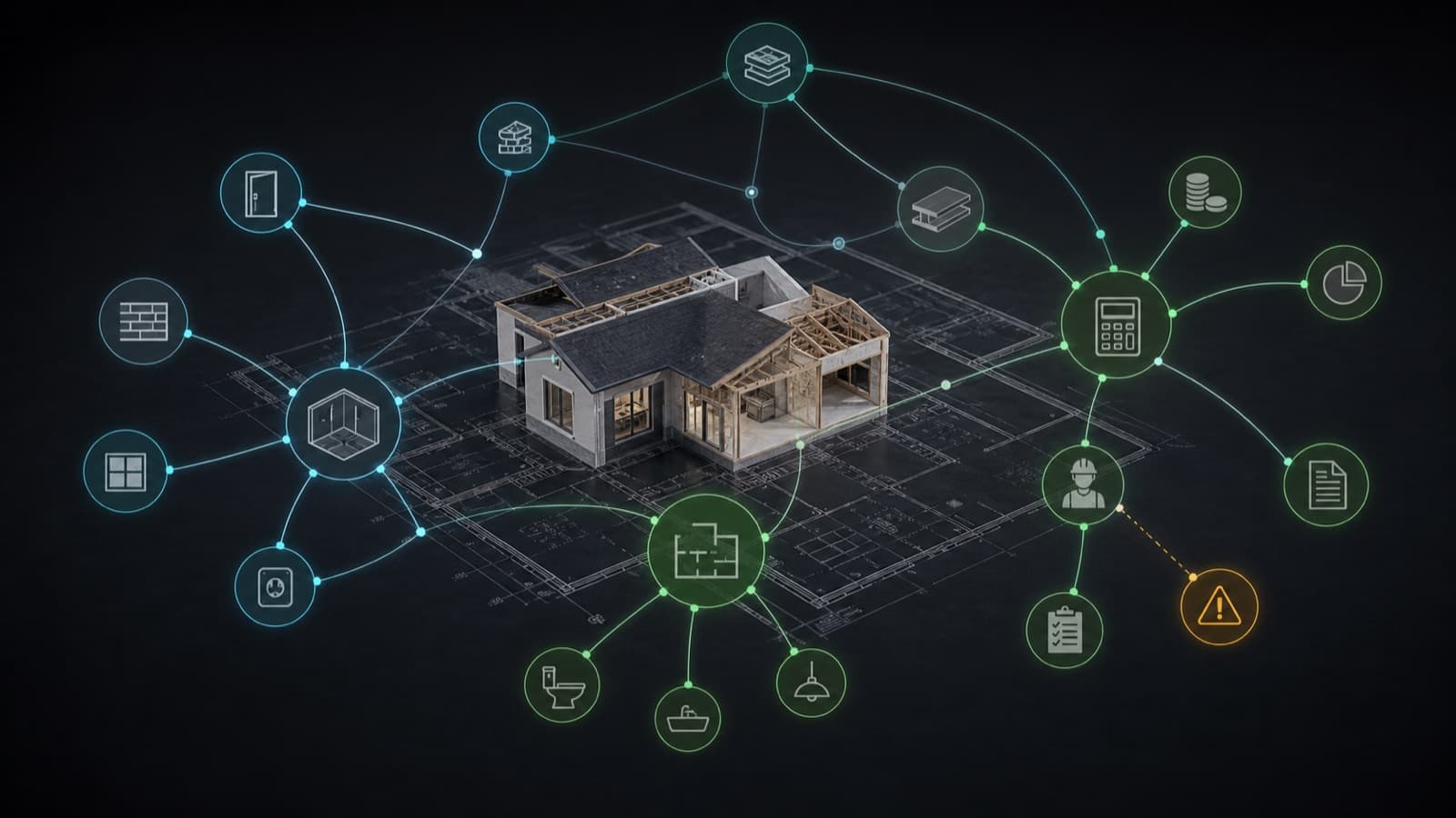 A construction project represented as one connected knowledge graph