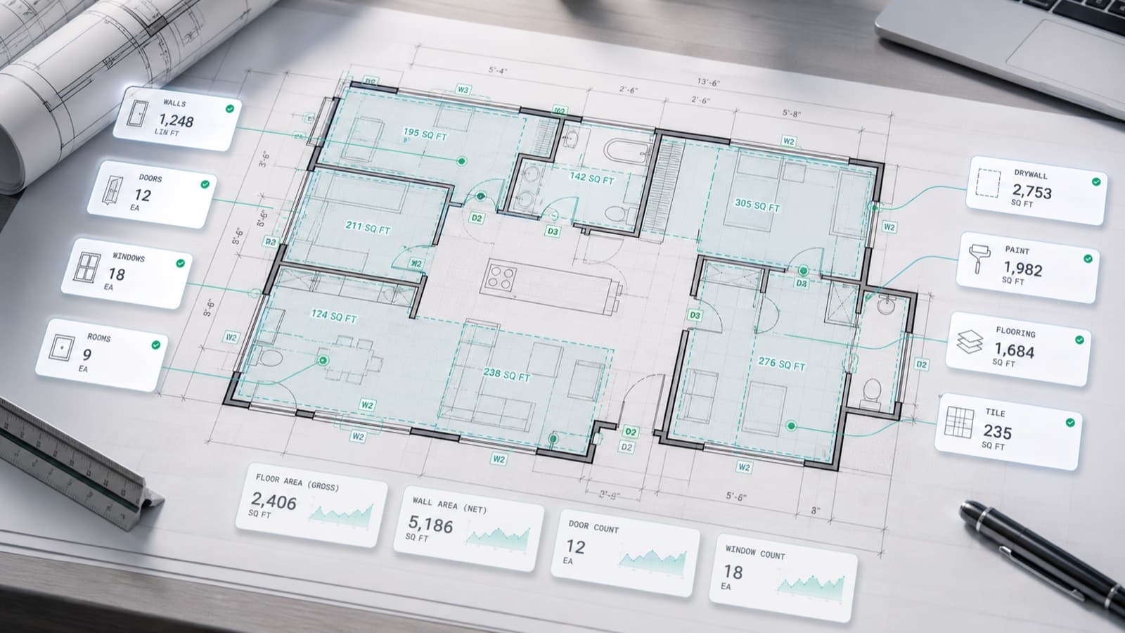 Takeoff and estimating automation: quantities measured, not guessed