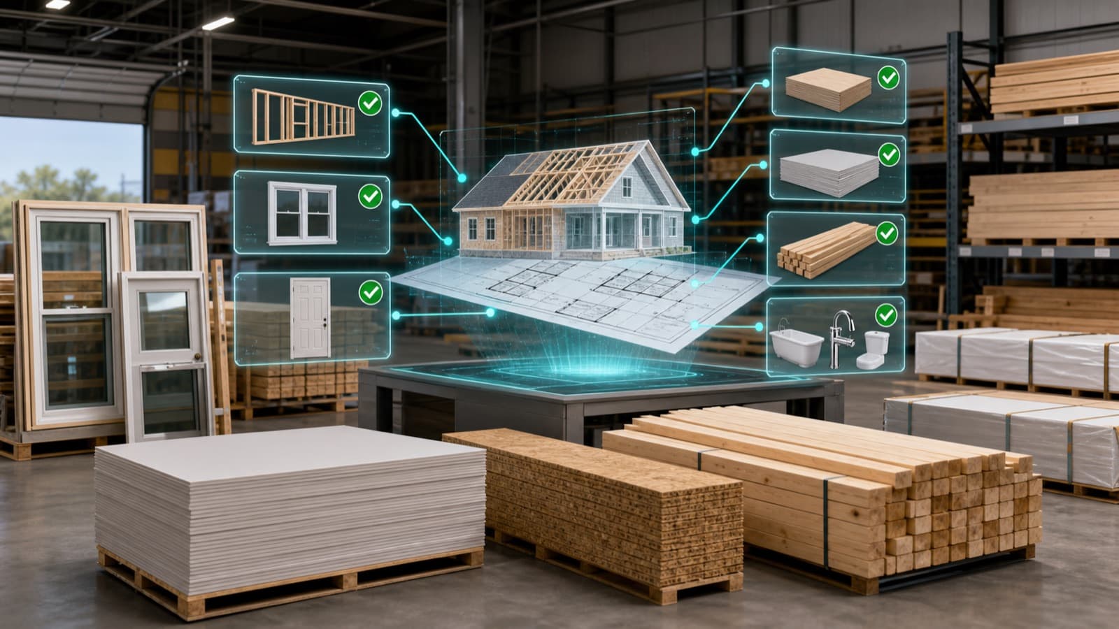 Materials and trade intelligence visualized over a project