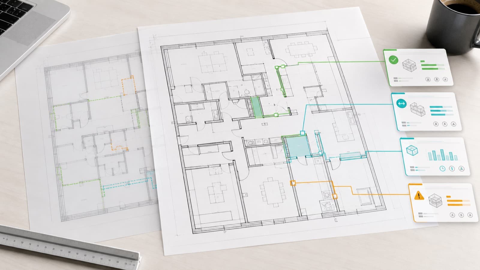 Plan revisions tracked and reconciled across a drawing set