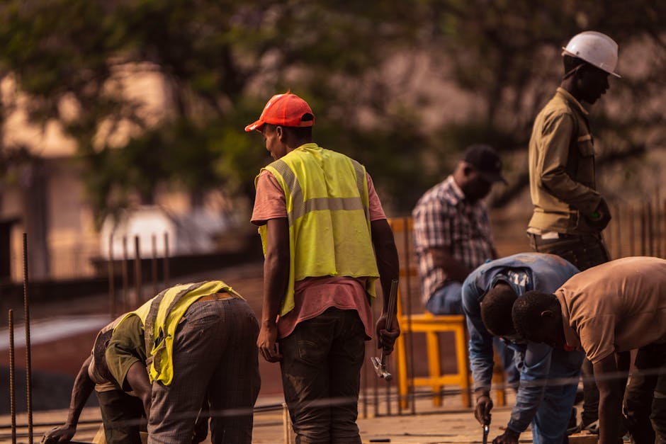 Construction crew on an active job site