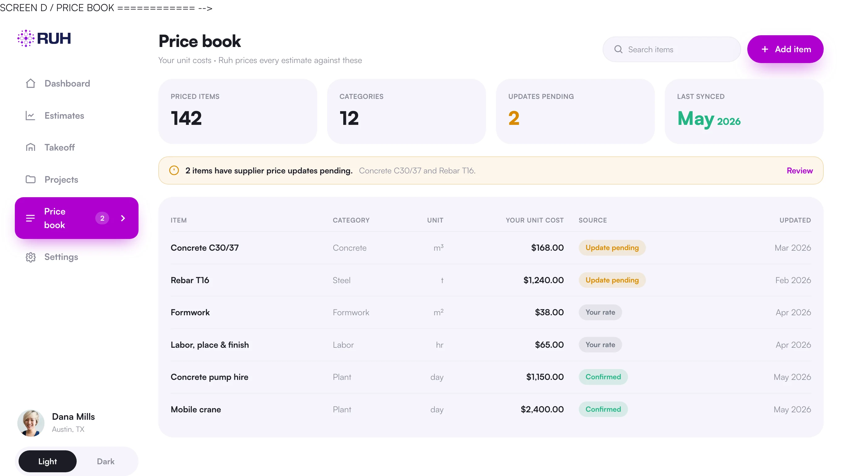 Your price book